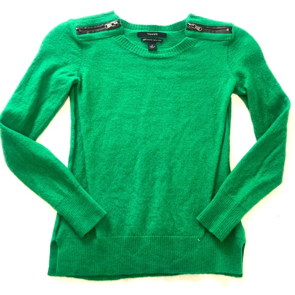 Tahari Tops - Tahari | Green Womens Wool Top With Zipper Accents | Size XS